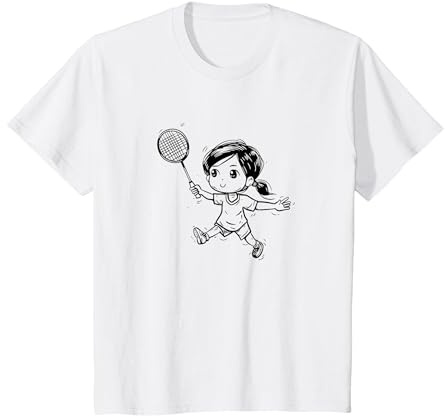 Kleines Badminton Mädchen Badmintonspielerin T-Shirt, Kinder, Weiß, 140