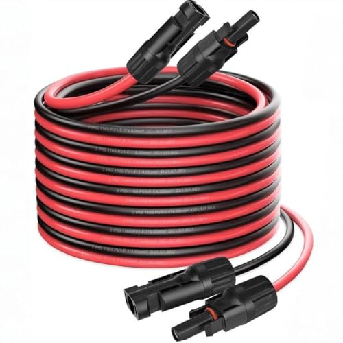 【2x5m Solarkabel 4mm2】KWODE 5m 4mm2 Verlängerungskabel mit Solarstecker, Solar Stecker PV Kabel, Solarkabel Verlängerung für IP67 Solar Kabel Stecker Solaranlage Solarpanel Verlängerung(Rot/Schwarz)