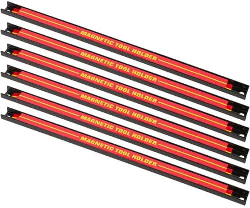 Lot de 6 barres magnétiques (46 cm) pour outils, capacité de charge de 13 kg, inoxydable, porte-outils, idéal pour atelier et maison, matériel de montage inclus SEVICO