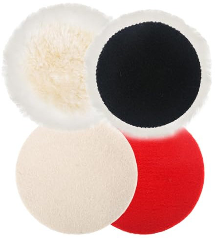 XTDMJ Juego de 4 almohadillas de pulido compatibles de 125 mm, discos de pulido de lana de cordero, almohadillas de pulido para lijadora excéntrica con velcro para coche