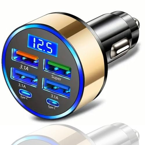 Car USB 6 in 1 Super fast 30 minute Car Charger for IPhone, Ipad, Samsung Super Fast Charging Multi charge 3X Times Faster Roxley Device