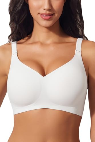 ZUMIY Reggiseno per Gravidanza Senza Cuciture, Reggiseno per Allattamento al Seno, Ultra Morbido Senza Ferretto (M, Bianco)