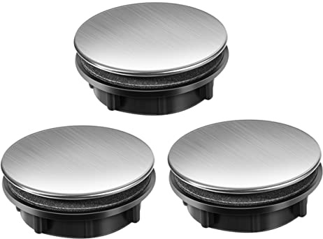 SHINEOFI Stainless Steel Sink Tap Hole Covers Simple and Elegant Design for Soap Dispenser Practical Leak-preventing with Pp Material 3pcs Kitchen Faucet Hole Lids Suitable for Kitchen