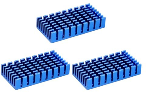 PATIKIL Kühlkörper 50x25x10mm, 3 Stück Aluminium Kühler Radiator Heat Sink mit thermischem blauen Kleber für Raspberry Pi Chip CPU Leistungstransistor FET IC Leistungsverstärker, Blau