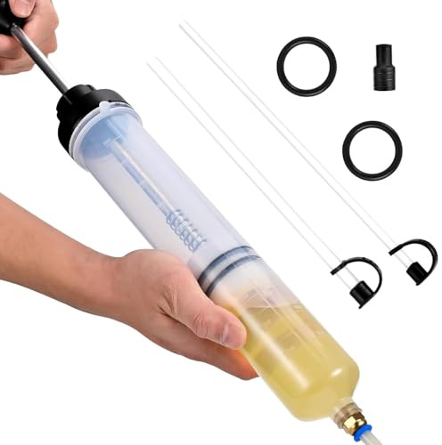 Veszoen Seringue a Huile 500ml Huile Aspiration Seringue, Pompe Vidange Huile Moteur avec 2 Tuyaux et Une Paire D'anneaux en Caoutchouc de Rechange pour Liquide de Frein et Huiles de Transmission