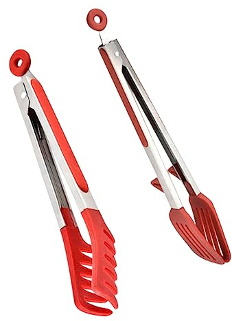 STOBAZA 2 piezas Pinzas de Silicona para Alimentos con Diseño Forma de Peine Herramienta de Cocina para Espaguetis Barbacoa y Uso Doméstico Restaurantes Resistentes y Color Aleatorio