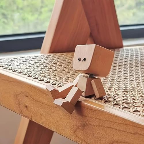 Charmante kleine Holzfigur, die mit 12 magnetischen Ausdrücken schwankt, Wackelnde Holzfigur, Lustige Schreibtisch-Ornamente, Armaturenbrettdekoration Handgefertigte Geschenke (Kein Ausdrücken)
