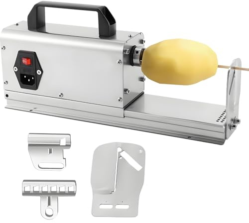 Affettatrice elettrica 3 in 1 per patate tornado, in acciaio inox, a torre, a spirale, con 2 lame, per uso professionale in cucina