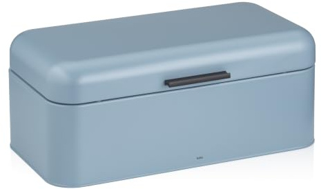 kela Brotkasten Metall mit Lüftungslöcher 42,5x22,5x17,5cm, große Brotbox mit Klappdeckel, FRISCA, Brotaufbewahrungsbox, blau