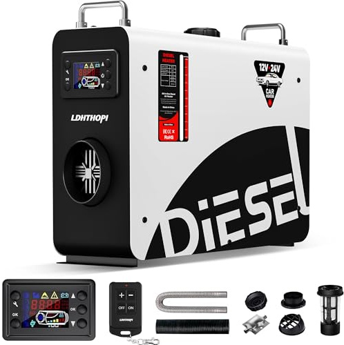 LDHTHOPI Dieselheizung 8 kW,12V/24V Standheizung Diesel mit Timer,LCD-Display & Fernbedienung,Schnelles Aufheizen 4.5L Luft Dieselheizung Energieeinsparung für Garage,Camping,Wohnmobil Weiß