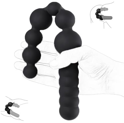 Double dildo à 7 boules en silicone – Plug anal flexible pour femmes et couples – Jouet intime à perles graduées pour stimulation vaginale et point G intense