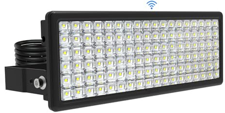 SUFUYA 100 W 14 000 LM LED-strålkastare utomhus med skymningssensorer, 6 500 K kall vit gryning till gryning strålkastare, LED-strålkastare utomhus, IP67 vattentät strålkastare för trädgård