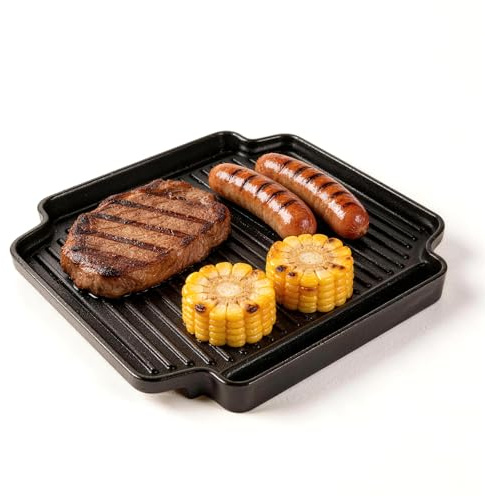 WELL GRILL BBQ grillplatta 24 cm gjutjärnspanna för campingkök gasspis grilltillbehör, gjutplatta Plancha grillpanna för Campingaz Camp Bistro DLX Stopgaz