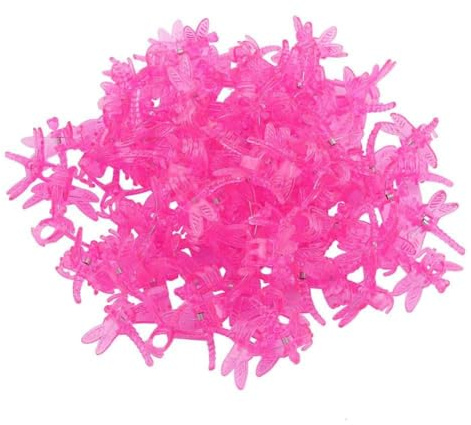 Mtlavishness 100 Piezas Herramientas De Jardín Clips De Vástago para Apoyar El Crecimiento Vertical De Plantas De Pepino De Tomate De Orquídea con Diseño De Plástico Transparente (Rosa roja)