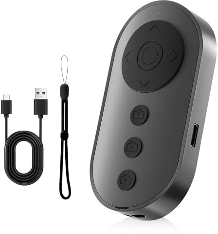 Swiftctrl Telecomando per fotocamera senza fili Bluetooth 5.2 – Telecomando multifunzione con zoom e controllo video per TikTok, Vlogging, Foto & E-Book – Ricaricabile e compatibile con iOS & Android