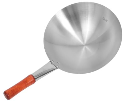 KAJNBN Padella per Friggere Verdure Wok in Acciaio Inossidabile Manico Singolo Resistente e Adatta All'uso Quotidiano in Cucina