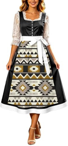 Vestido genérico para mujer, vestido tradicional bávaro Midi Oktoberfest de encaje, traje de fiesta, elegante, disfraz alemán, carnival Wiesn vestidos de cóctel, Negro 1., M