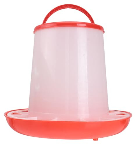 Chicken Feeder 3kg Plastic Poultry Feed Dispenser Automatic | Red Finish, Suitable for Poultry and Goose, Convenient to Use, One Piece with Pull-ring Style Random Style