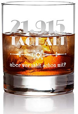 Vaso de whisky con grabado para cumpleaños - Edad en días - estándar - Tambor - Idea para regalo de cumpleaños - Regalo para hombres - Parent