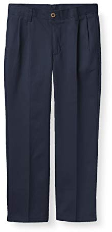 Chaps Boys School Uniform Pleated Twill Pant, Navy, 4