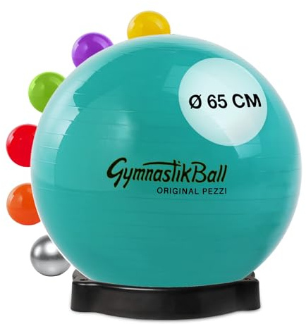 PEZZI Gymnastikball Standard Sitzball mit Ballschale | Sitzball aus robustem PVC, belastbar bis 400 kg, für Therapie, Sport und Büro