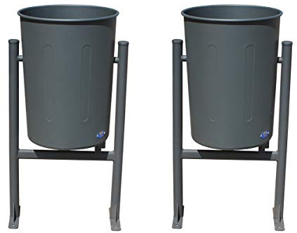 ADO - Papeleras LIFE de Hierro Negro Forja con Placa Inferior para Fijar con Tacos Metálicos a Suelo. Capacidad 47 l. Papeleras Abatibles Cónicas con Sistema de Vaciado Basculante. 2 en 1