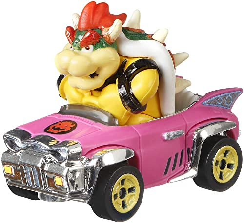 Hot Wheels GBG31 Mario Kart 1:64 Die-Cast Bowser with Badwagon Vehicle ,Multicolour