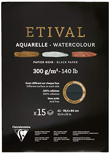 Clairefontaine 975321C Malblock Etival 59,4x84cm 15 Blatt 300g Schwarz