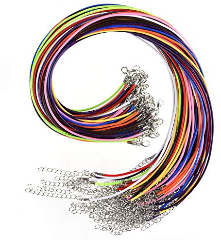 TUPARKA 60 Pcs Necklace Cord 2mm Waxed Necklace Cord with Clasp Necklace String for DIY Bracelet Necklace Jewelry Making, 10 Colors