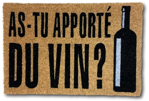 KOKO DOORMATS Outdoor Entrance Door Mat | Coco Outdoor Entrance Mat, Non-Slip PVC Base | Original Non-Slip and Absorbent Door Mat | As-Tu Aportè du Vin? | 40 x 60 cm