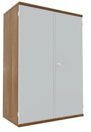 Flügeltürenschrank, 2 Dekor-Einlegeböden, abschließbar, 800x425x1152, Lichtgrau/Nussbaum
