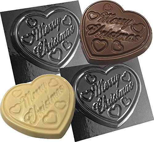 2 Heart Chocolate Moulds Merry Christmas