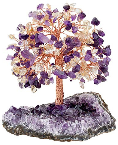 KYEYGWO Kristallbaum Figuren Amethyst Drusestück Base Amethyst Citrine