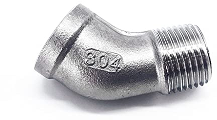 YYOBK Fm 304 Edelstahl 45 Grad Ellenbogen Anschlussstecker, 1/43/8 1/23/4 1 1-1/41-1/2 1-1/41-1/2 BSP-Innengewinde An Den Männlichen Thread 1 Stücke (Size : 1 1/2)