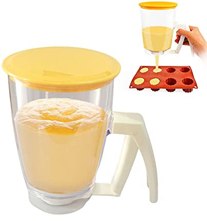 GZWY Distributore di impasto da cucina, 1000 ml, grande apertura di riempimento, waffel, impasto, utensile da cucina manuale per la produzione di torte, waffle, muffin
