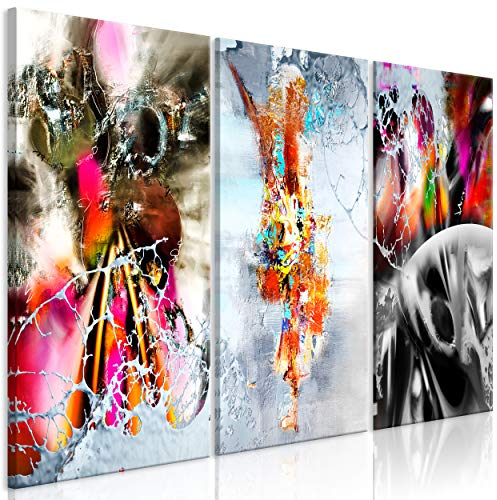 decomonkey Akustikbild Premium Abstrakt 120x80 cm 3 Teilig Kunst Akustikpaneele Akustikdämmung Schallschlucker Schallabsorber Schalldämmung Akustikplatten Leinwand Modern bunt