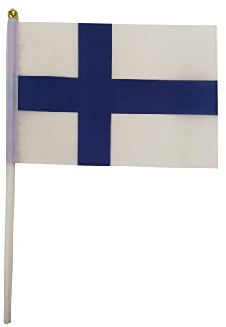 YCDtop 50 PCS Fan Tifo Bandiera Finlandia Bandiera 14 * 21 cm Bandiera in Poliestere Finlandia Bandiera Che agita la Mano con L'Asta
