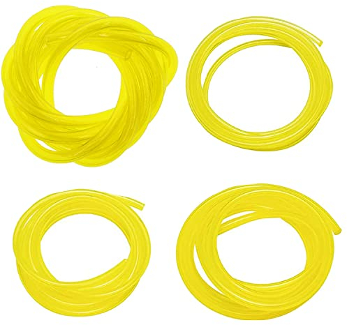 HUAZIZ 4 Pièces Tuyaux d'Essence Longueur 2 m Universel Tuyau de Conduite de Carburant Outils de Jardin Jaune Transparent pour Souffleur Coupe-bordure Tronçonneuse Tondeuse à Gazon Accessoires