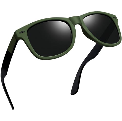Joopin Fashion Square Solglasögon Herr Polariserade Retro Rektangulära Solglasögon UV400 Dam Spegel Stor Polarized Sunglasses for Men and Women för Utomhus Vandring Fiske Golf Grön Ram Svarta Linser