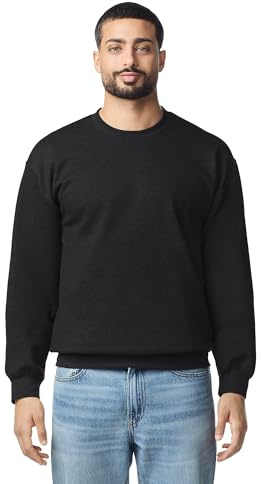 Gildan Adult Softstyle Crewneck Sweatshirt, Style GSF000, Black, Large