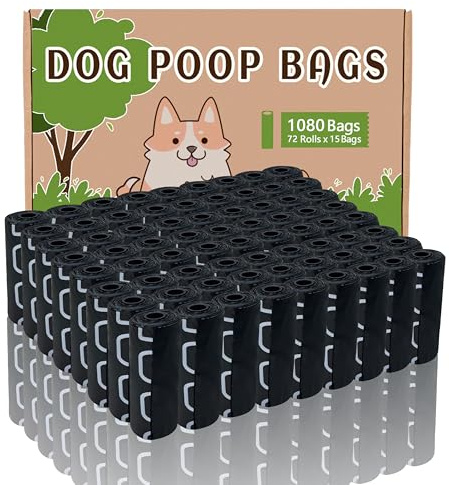 AiTodos® 1080 Hundbajspåsar, 31x22cm, Svart, PE Material, 72 Rullar