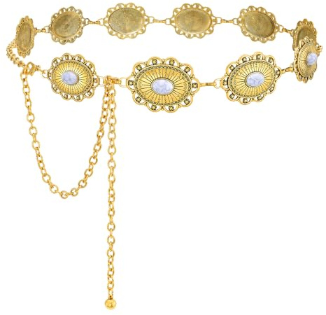 WHIPPY Damen Concho Kettengürtel taillenkette Türkis Taille Gürtel verstellbarer Metall Western Cowgirl Gürtel für Kleid