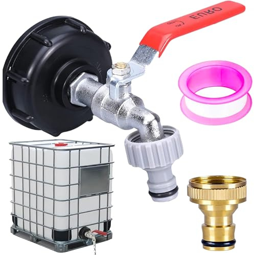 hufhnwso IBC Tap Brass Leakproof IBC Tank Fittings - 1/2 Adapter & Valve for S60X6 Water Storage Tank & Garden Hose Connector