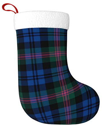 TRESILA Personalisierter Weihnachtsstrumpf Nikolausstrümpfe, Geschenktüten, Süßigkeitenbeutel, Weihnachtsbaum, zum Aufhängen für Weihnachten, Feiertage, Party, gestreift, kariert