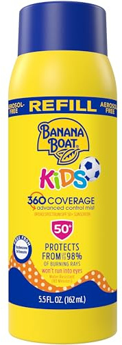 Banana Boat 360 Coverage Kids Sunscreen Mist SPF 50 Refill | Kids Spray Sunscreen, Non Aerosol SPF 50 Spray, Childrens Sunblock, 360 Coverage Refill, 5.5Fl Oz