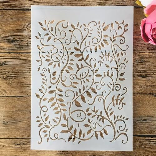 Plantillas reutilizables para pintar, A4 de 29 cm, hojas pequeñas, hiedra, plantillas de capas para pintar en madera, lienzo, tela, pared, muebles, decoración del hogar