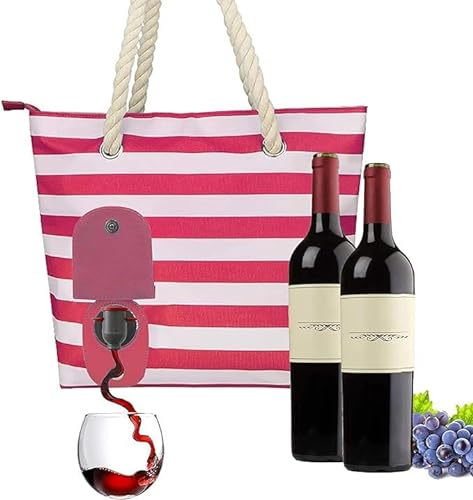 Kaxenig Wein-Geldbörsen-Tragetasche, Weintasche Mit Verdecktem Spender, Picknicktasche Mit Auslaufsicherem Und Isoliertem Fach, Isolierte Kühltasche Mit Ausgießer, Die 2 Flaschen Wein Hält
