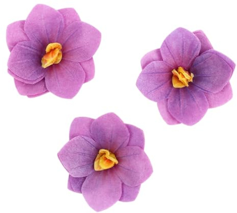 Bella Decor - Lot de 18 fleurs comestibles - Hortensia violet - Décoration de gâteau - En papier gaufré - Pour gâteaux, muffins, desserts