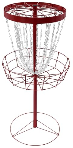 Disc Panier de golf avec 24 chaînes, 4 piquets, en fer, panier de but de golf pour arrière-cours, parcs, camping, terrains de golf, installation facile, 64,5 x 132 cm