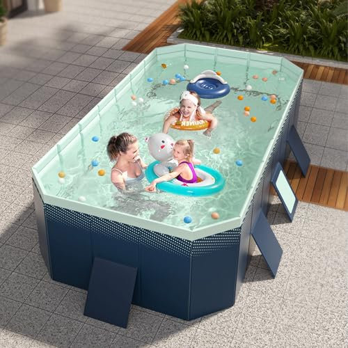 ZCSOUDP Piscina Plegable, Piscina al Aire Libre Plegable no Inflable para niños y Adultos, para Jugar en el Agua al Aire Libre en el jardín del Patio Trasero(1.6m)